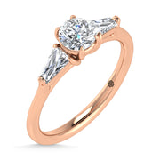 14K Rose Gold Lab Grown Diamond 1 1/4 Ct.Tw. Three Stone Ring (Center 3/4 ct)