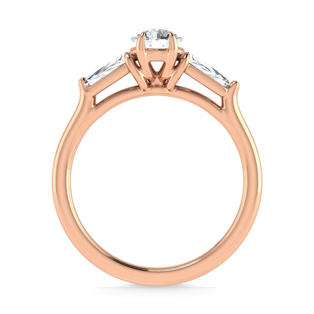 14K Rose Gold Lab Grown Diamond 1 1/4 Ct.Tw. Three Stone Ring (Center 3/4 ct)