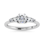 14K White Gold Lab Grown Diamond 1 1/4 Ct.Tw. Three Stone Ring (Center 3/4 ct)