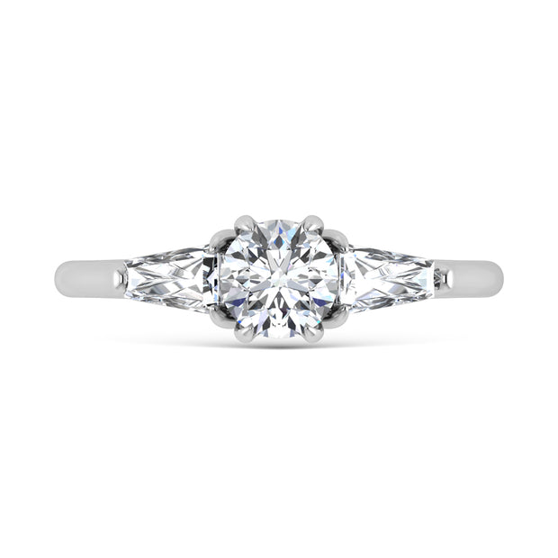 14K White Gold Lab Grown Diamond 1 1/4 Ct.Tw. Three Stone Ring (Center 3/4 ct)