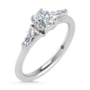 14K White Gold Lab Grown Diamond 1 1/4 Ct.Tw. Three Stone Ring (Center 3/4 ct)