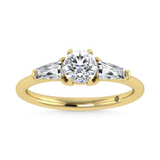 14K Yellow Gold Lab Grown Diamond 1 1/4 Ct.Tw. Three Stone Ring (Center 3/4 ct)