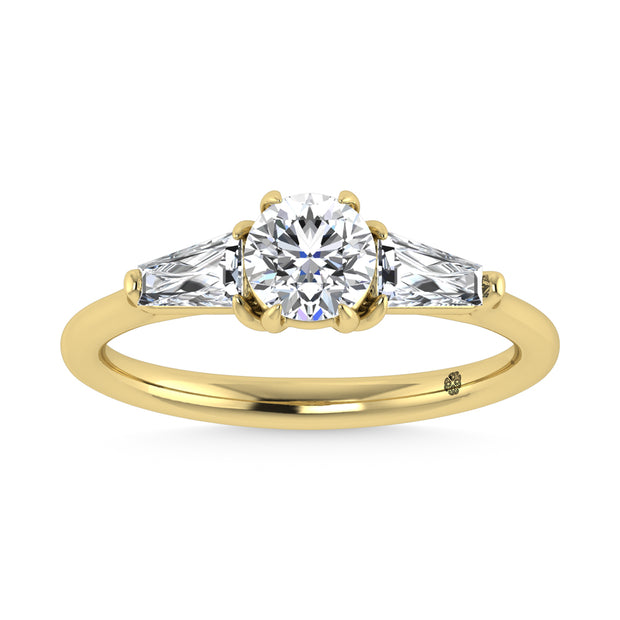 14K Yellow Gold Lab Grown Diamond 1 1/4 Ct.Tw. Three Stone Ring (Center 3/4 ct)