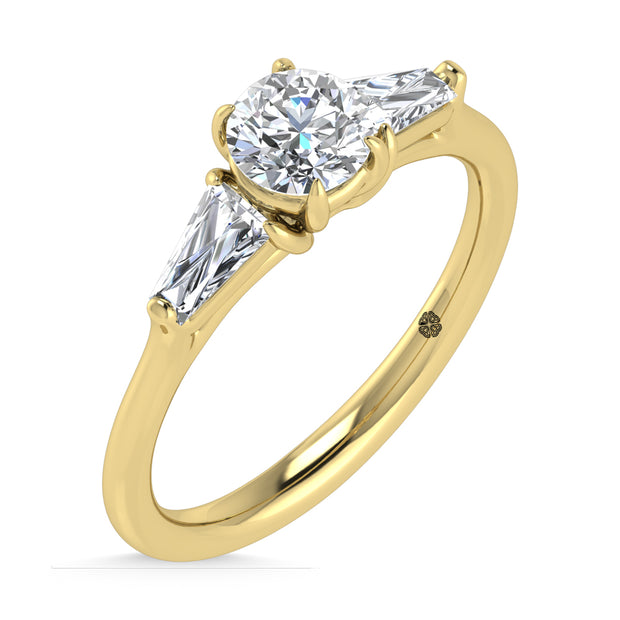 14K Yellow Gold Lab Grown Diamond 1 1/4 Ct.Tw. Three Stone Ring (Center 3/4 ct)