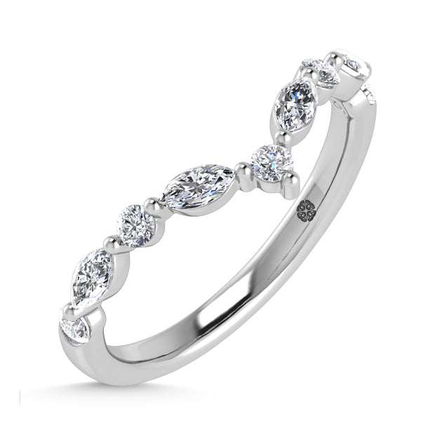 14K White Gold Lab Grown Diamond 1/2 Ct.Tw. Round and Marquse Chevron Band