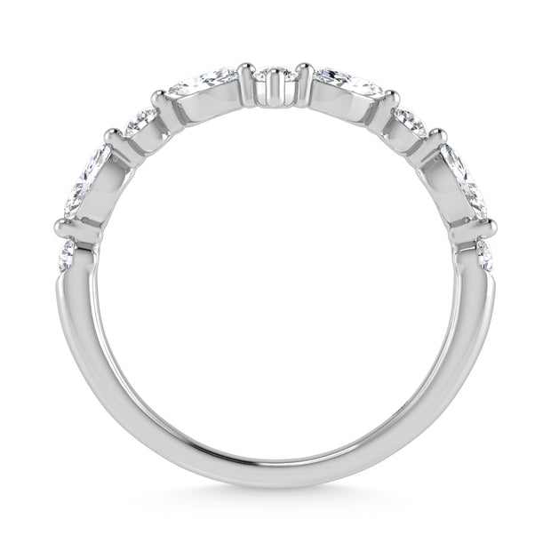 14K White Gold Lab Grown Diamond 1/2 Ct.Tw. Round and Marquse Chevron Band