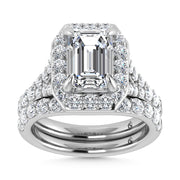 14K White Gold 4 7/8 Ct.Tw. Lab Grown Diamond Bridal Ring (IGI Certified Center 3ct)