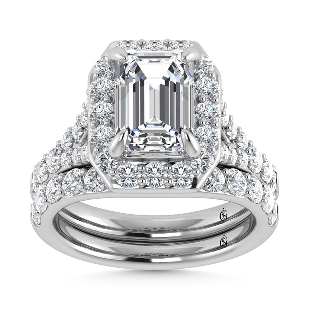 14K White Gold 4 7/8 Ct.Tw. Lab Grown Diamond Bridal Ring (IGI Certified Center 3ct)