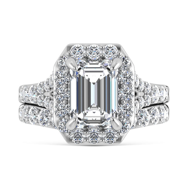 14K White Gold 4 7/8 Ct.Tw. Lab Grown Diamond Bridal Ring (IGI Certified Center 3ct)