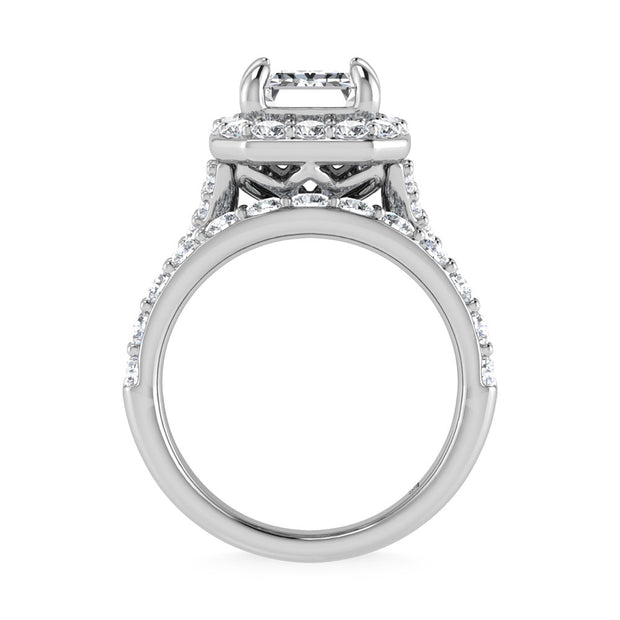 14K White Gold 4 7/8 Ct.Tw. Lab Grown Diamond Bridal Ring (IGI Certified Center 3ct)