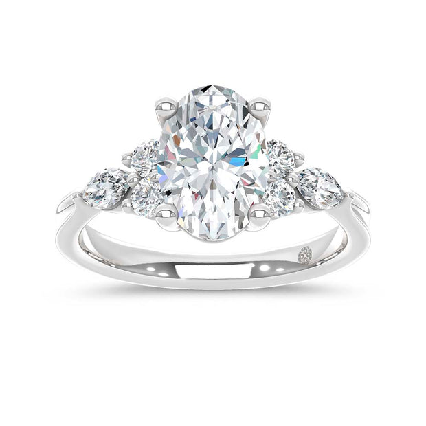 14K White Gold Lab Grown Diamond 2 1/2 Ct.T. Enagagement Ring (IGI Certified Center 2ct)