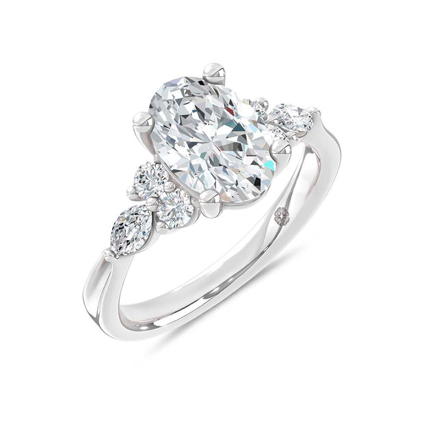 14K White Gold Lab Grown Diamond 2 1/2 Ct.T. Enagagement Ring (IGI Certified Center 2ct)