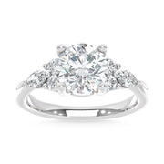 14K White Gold Lab Grown Diamond 2 1/2 Ct.T. Enagagement Ring (IGI Certified Center 2ct)