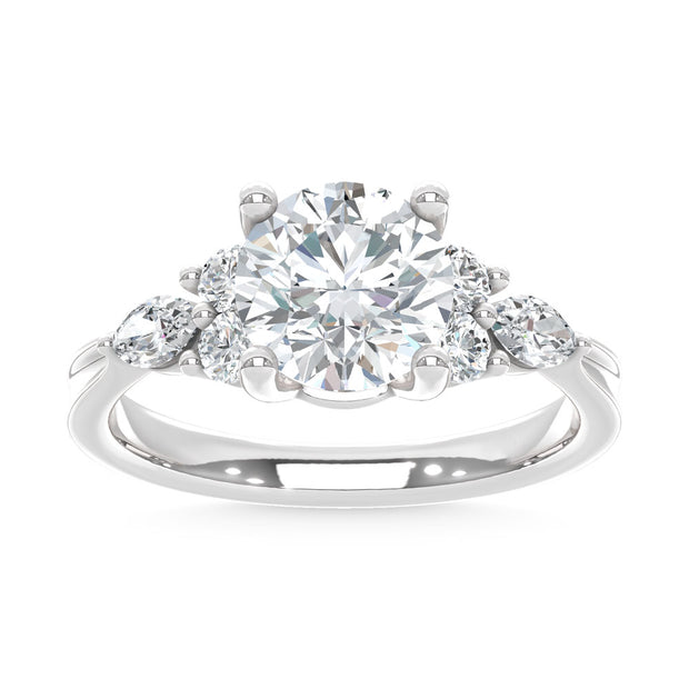 14K White Gold Lab Grown Diamond 2 1/2 Ct.T. Enagagement Ring (IGI Certified Center 2ct)
