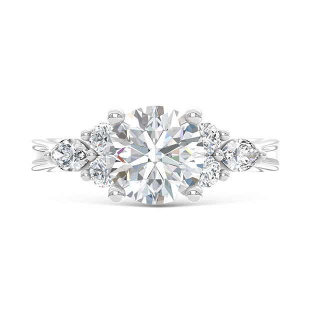 14K White Gold Lab Grown Diamond 2 1/2 Ct.T. Enagagement Ring (IGI Certified Center 2ct)