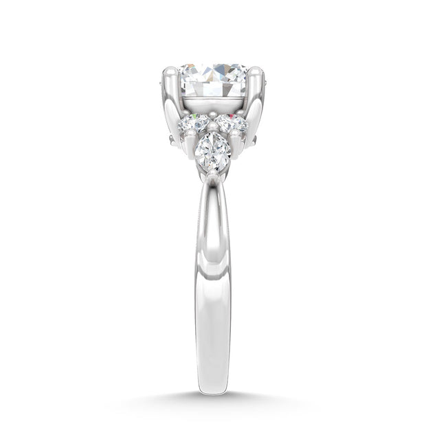 14K White Gold Lab Grown Diamond 2 1/2 Ct.T. Enagagement Ring (IGI Certified Center 2ct)