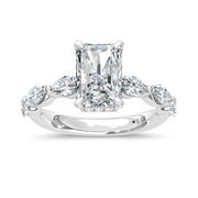 14K White Gold Lab Grown Diamond 3 7/8 Ct.Tw. Marquise and Round Engagement Ring (IGI Certified Center 3ct)