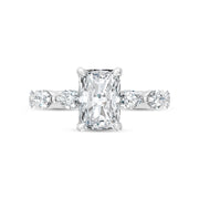 14K White Gold Lab Grown Diamond 3 7/8 Ct.Tw. Marquise and Round Engagement Ring (IGI Certified Center 3ct)