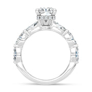 14K White Gold Lab Grown Diamond 3 7/8 Ct.Tw. Marquise and Round Engagement Ring (IGI Certified Center 3ct)