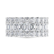 14K White Gold 3 Ct.Tw. Lab Grown Diamond Round and Emerald Cut Fashion Band