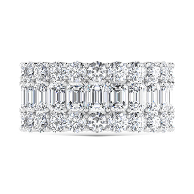 14K White Gold 3 Ct.Tw. Lab Grown Diamond Round and Emerald Cut Fashion Band