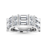14K White Gold 2 Ct.Tw. Lab Grown Diamond Round and Baguette Cut Fashion Band