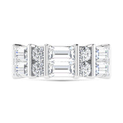 14K White Gold 2 Ct.Tw. Lab Grown Diamond Round and Baguette Cut Fashion Band