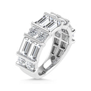 14K White Gold 2 Ct.Tw. Lab Grown Diamond Round and Baguette Cut Fashion Band