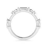 14K White Gold 2 Ct.Tw. Lab Grown Diamond Round and Baguette Cut Fashion Band