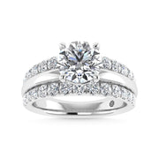 14K White Gold 3 Ct.Tw. Lab Grown Diamond Round Shape Engagement Ring (IGI Certified Center 2ct)