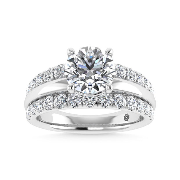 14K White Gold 3 Ct.Tw. Lab Grown Diamond Round Shape Engagement Ring (IGI Certified Center 2ct)