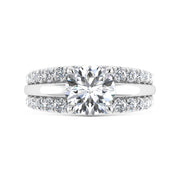 14K White Gold 3 Ct.Tw. Lab Grown Diamond Round Shape Engagement Ring (IGI Certified Center 2ct)