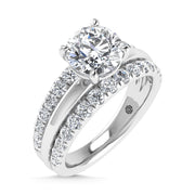 14K White Gold 3 Ct.Tw. Lab Grown Diamond Round Shape Engagement Ring (IGI Certified Center 2ct)