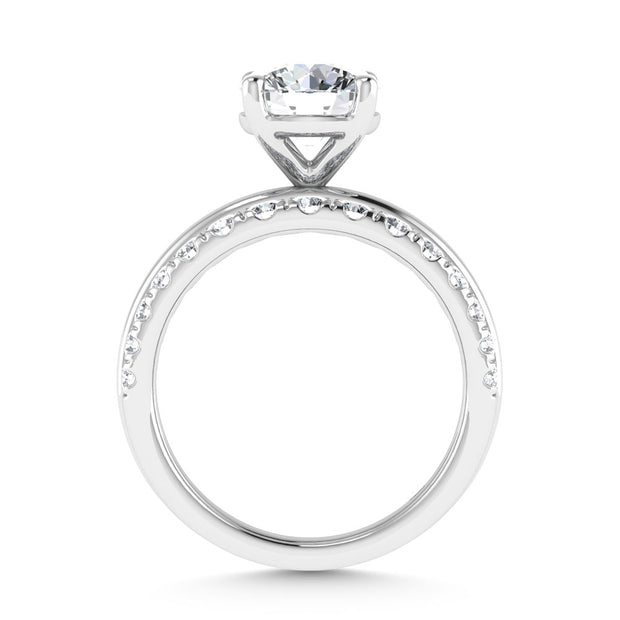 14K White Gold 3 Ct.Tw. Lab Grown Diamond Round Shape Engagement Ring (IGI Certified Center 2ct)
