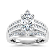 10K White Gold 3 Ct.Tw. Marquise Center Lab Grown Diamond Engagement Ring (IGI Certified Center 2ct)