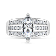 10K White Gold 3 Ct.Tw. Marquise Center Lab Grown Diamond Engagement Ring (IGI Certified Center 2ct)