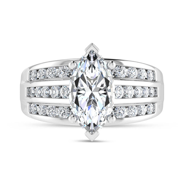 10K White Gold 3 Ct.Tw. Marquise Center Lab Grown Diamond Engagement Ring (IGI Certified Center 2ct)