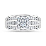 10K White Gold 3 Ct.Tw. Princess Center Lab Grown Diamond Engagement Ring (IGI Certified Center 2ct)