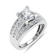 10K White Gold 3 Ct.Tw. Princess Center Lab Grown Diamond Engagement Ring (IGI Certified Center 2ct)
