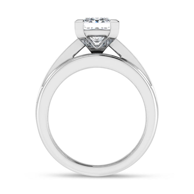 10K White Gold 3 Ct.Tw. Princess Center Lab Grown Diamond Engagement Ring (IGI Certified Center 2ct)