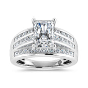10K White Gold 3 Ct.Tw. Radiant Center Lab Grown Diamond Engagement Ring (IGI Certified Center 2ct)