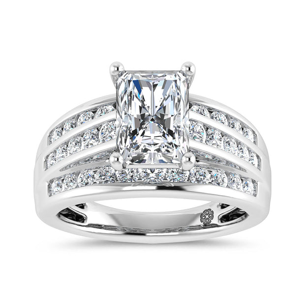 10K White Gold 3 Ct.Tw. Radiant Center Lab Grown Diamond Engagement Ring (IGI Certified Center 2ct)