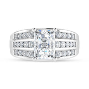 10K White Gold 3 Ct.Tw. Radiant Center Lab Grown Diamond Engagement Ring (IGI Certified Center 2ct)