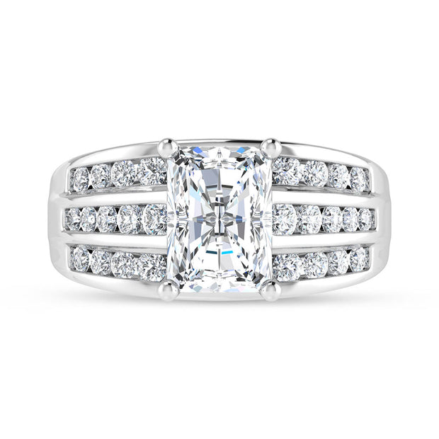10K White Gold 3 Ct.Tw. Radiant Center Lab Grown Diamond Engagement Ring (IGI Certified Center 2ct)