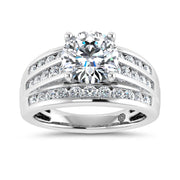 10K White Gold 3 Ct.Tw. Round Center Lab Grown Diamond Engagement Ring (IGI Certified Center 2ct)