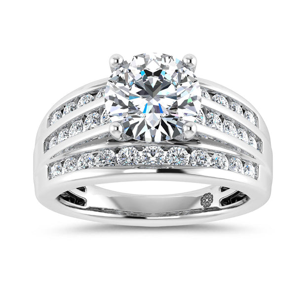 10K White Gold 3 Ct.Tw. Round Center Lab Grown Diamond Engagement Ring (IGI Certified Center 2ct)