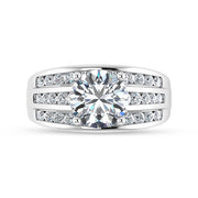10K White Gold 3 Ct.Tw. Round Center Lab Grown Diamond Engagement Ring (IGI Certified Center 2ct)