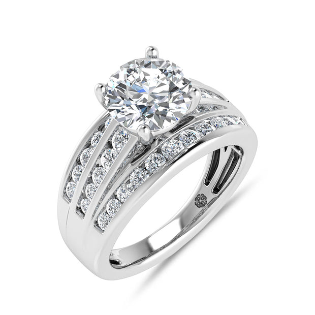 10K White Gold 3 Ct.Tw. Round Center Lab Grown Diamond Engagement Ring (IGI Certified Center 2ct)