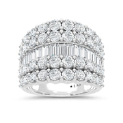 14K White Gold Lab Grown Diamond 4 Ct.Tw. Round and Baguette Fashion Ring