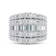 14K White Gold Lab Grown Diamond 4 Ct.Tw. Round and Baguette Fashion Ring